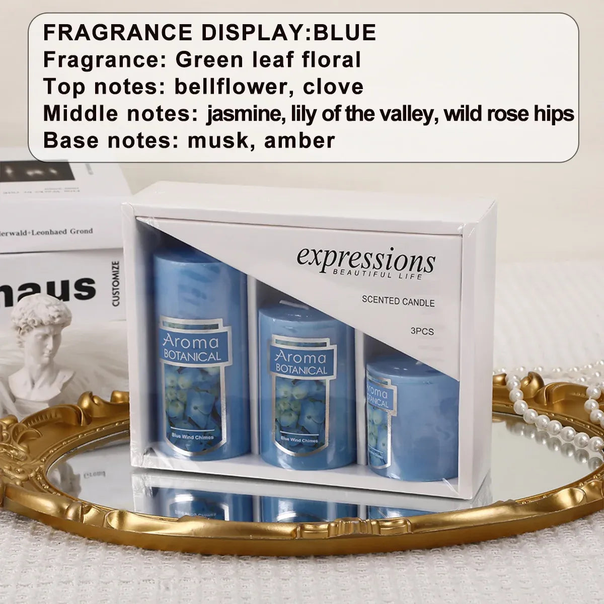 Classic Simple Cylindrical Scented Candles for Home Use Aromatherapy Decoration - Blue