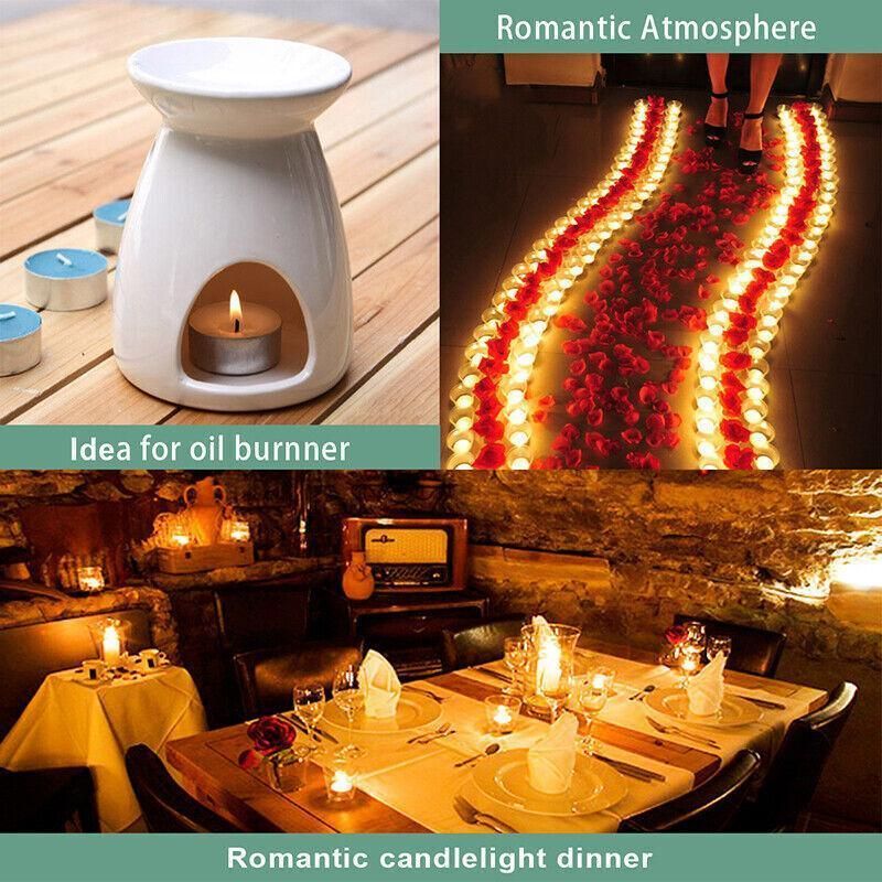 Long Lasting Tealight Candles Set 50PCS White Smokeless Paraffin Wax Cup
