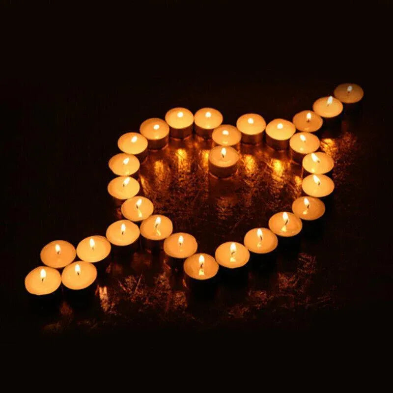 Long Lasting Tealight Candles Set 50PCS White Smokeless Paraffin Wax Cup