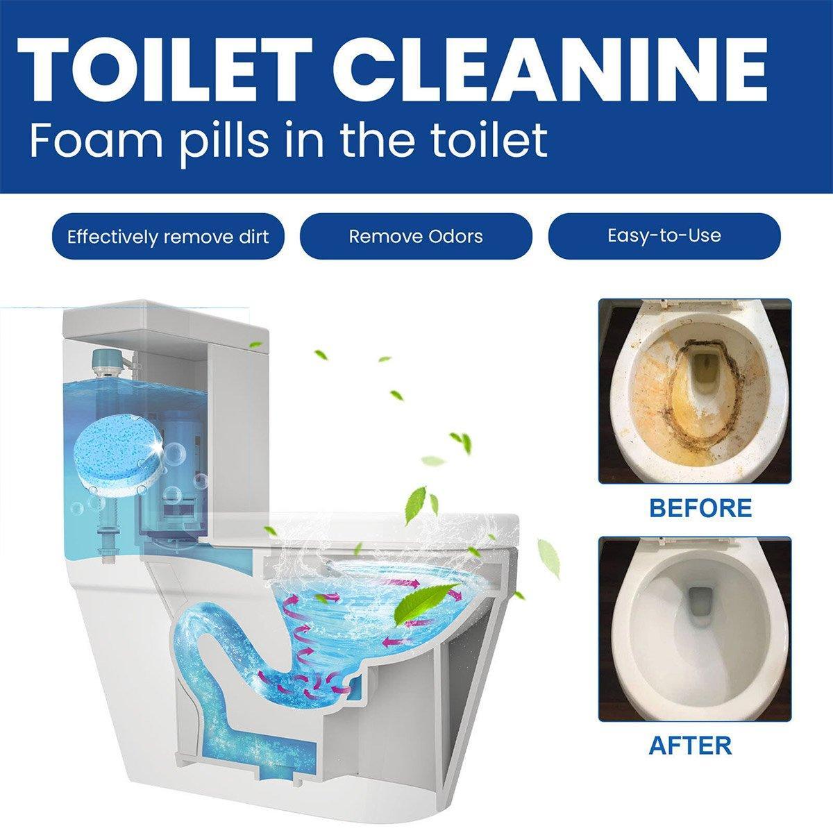 16/32pcs Effervescent Toilet Cleaning Tablets Descaling Deodorizing Odor Free - 1 box