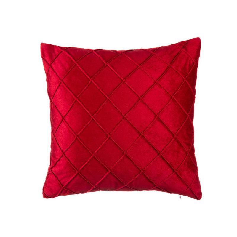 Velvet Cushion Cover Pleated Checked Plaid Plush Decorative Lounge Cushion Cover - Black