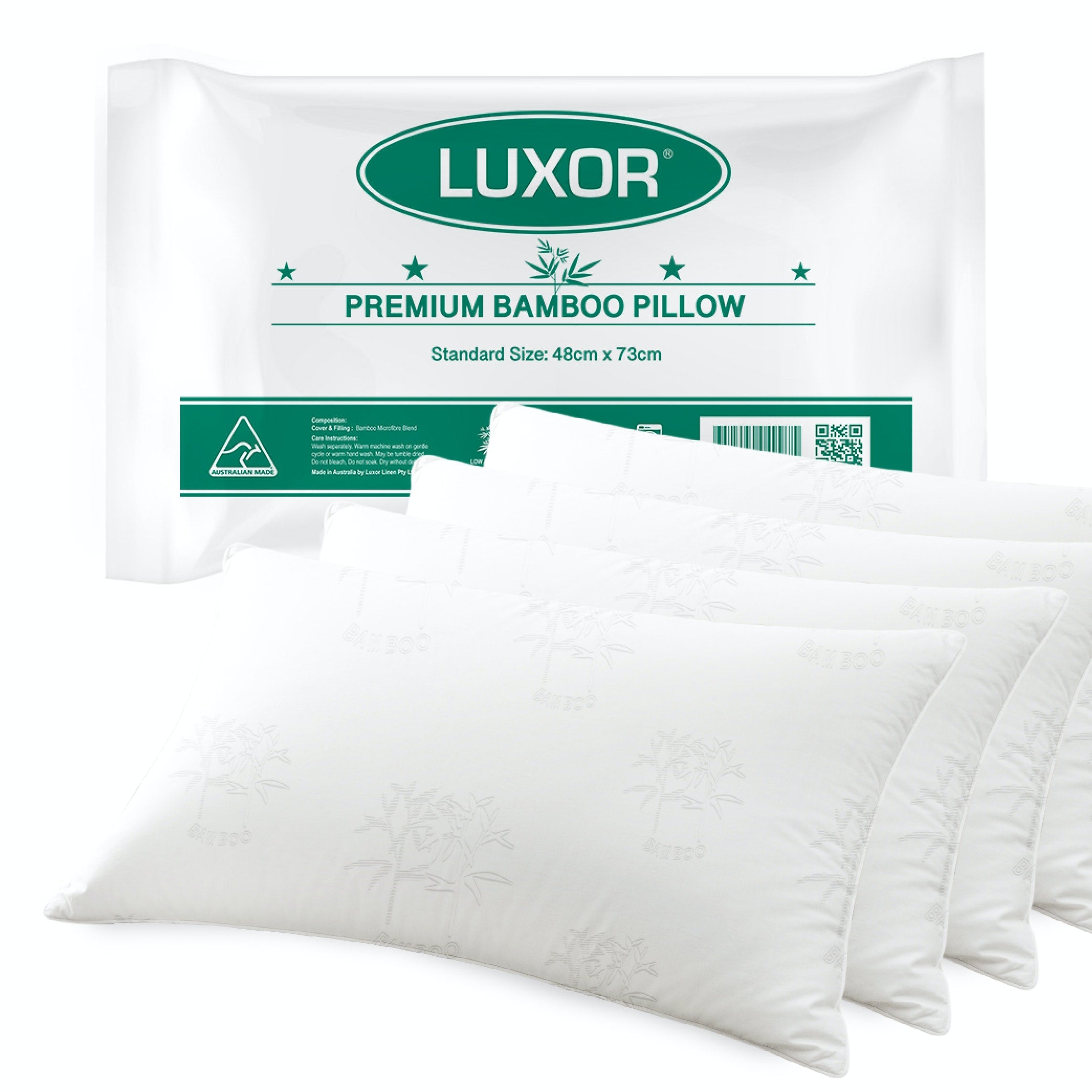Luxor Australian Made Bamboo Cooling Pillow Standard Size Single Pack