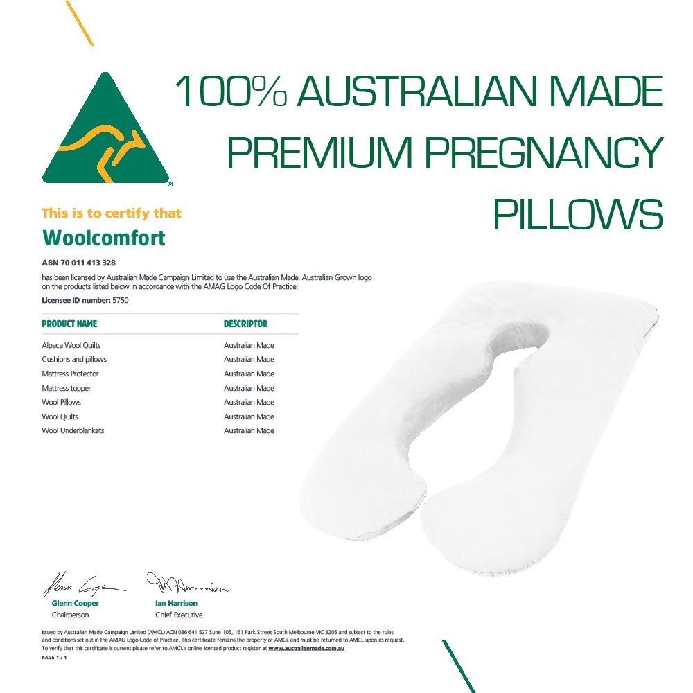Woolcomfort Aus Made Maternity Pregnancy Nursing Sleeping Body Pillow Pillowcase Included Chocolate