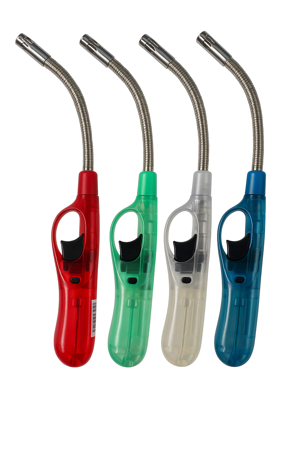 12x Clear Flexible Gas Lighter for BBQ Kitchen Cigarette w/ Safety Lock - Assorted Colours