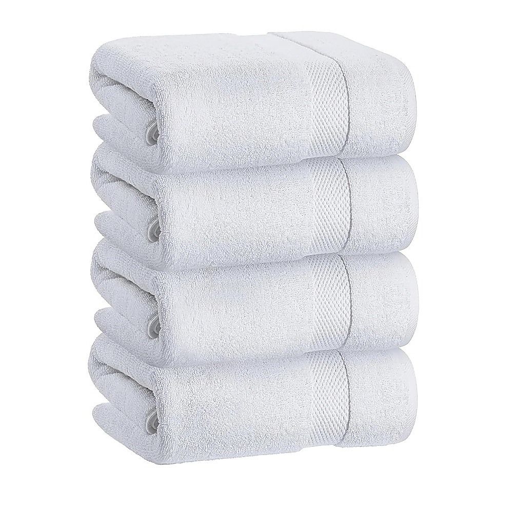 Bath Towels 500 GSM White Luxury Cotton Hotel Towel 4 Pack Super Absorbent Soft Drying Comfort