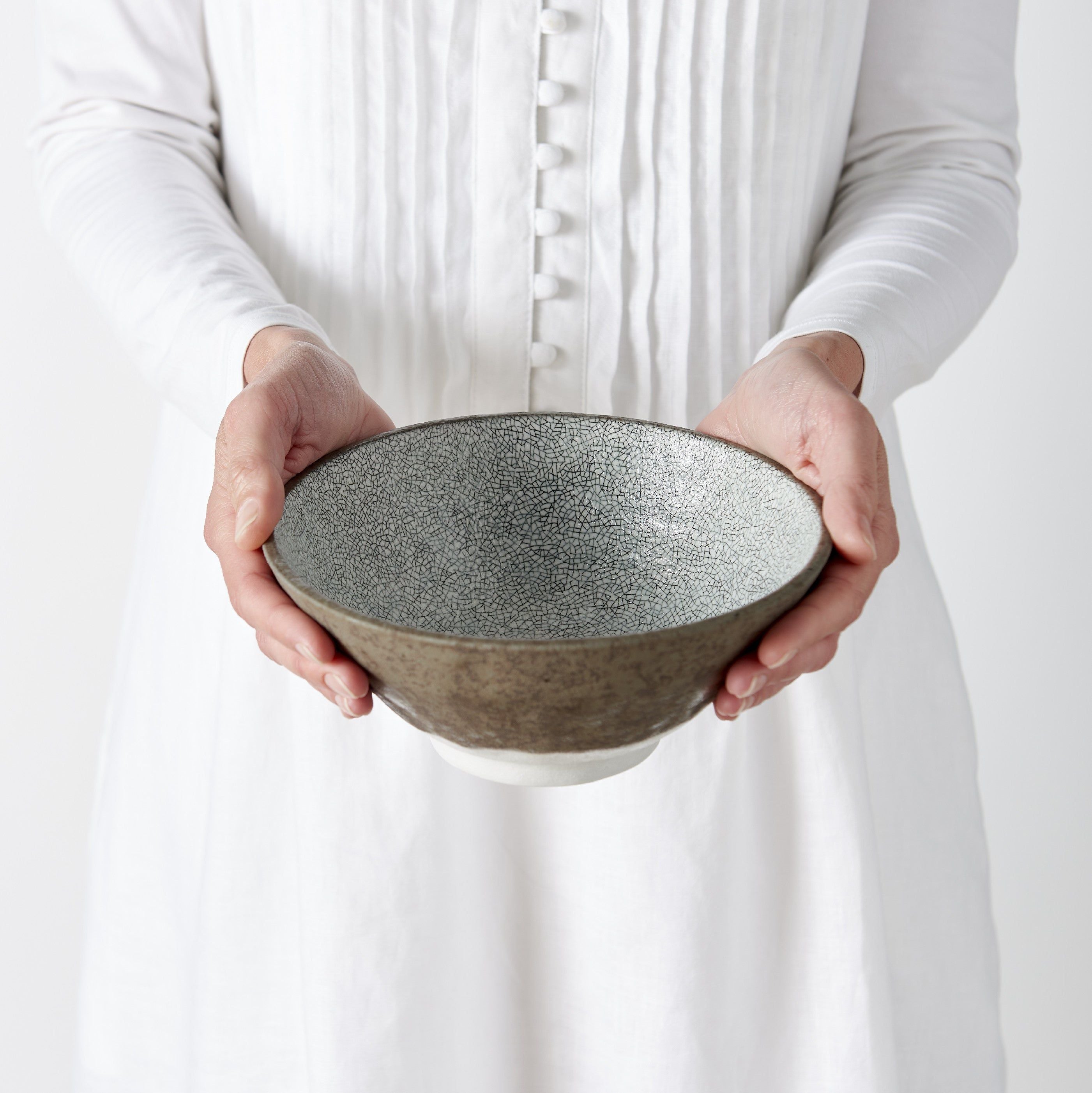 Udon Bowl 19.5cm Crazed Grey