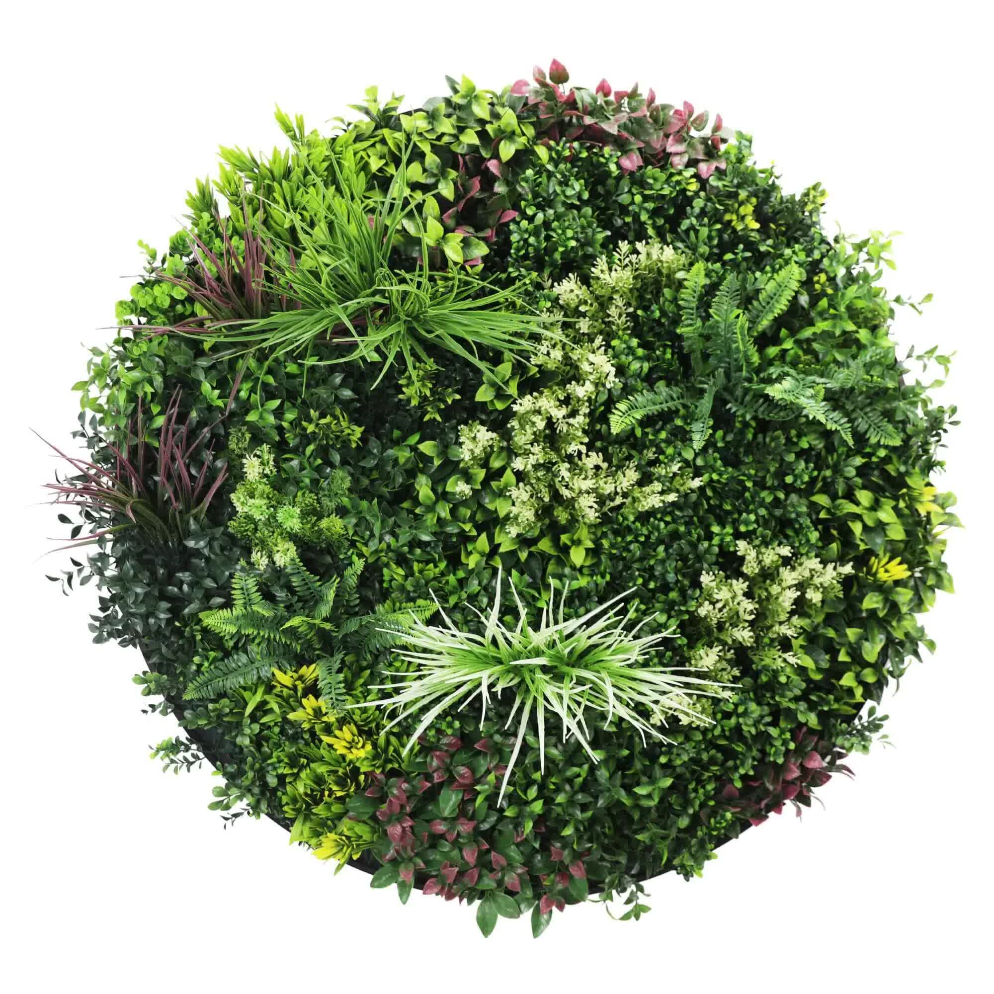 Slimline Artificial Green Wall Disc Art 100cm Colour Fresh UV Resistant (White)