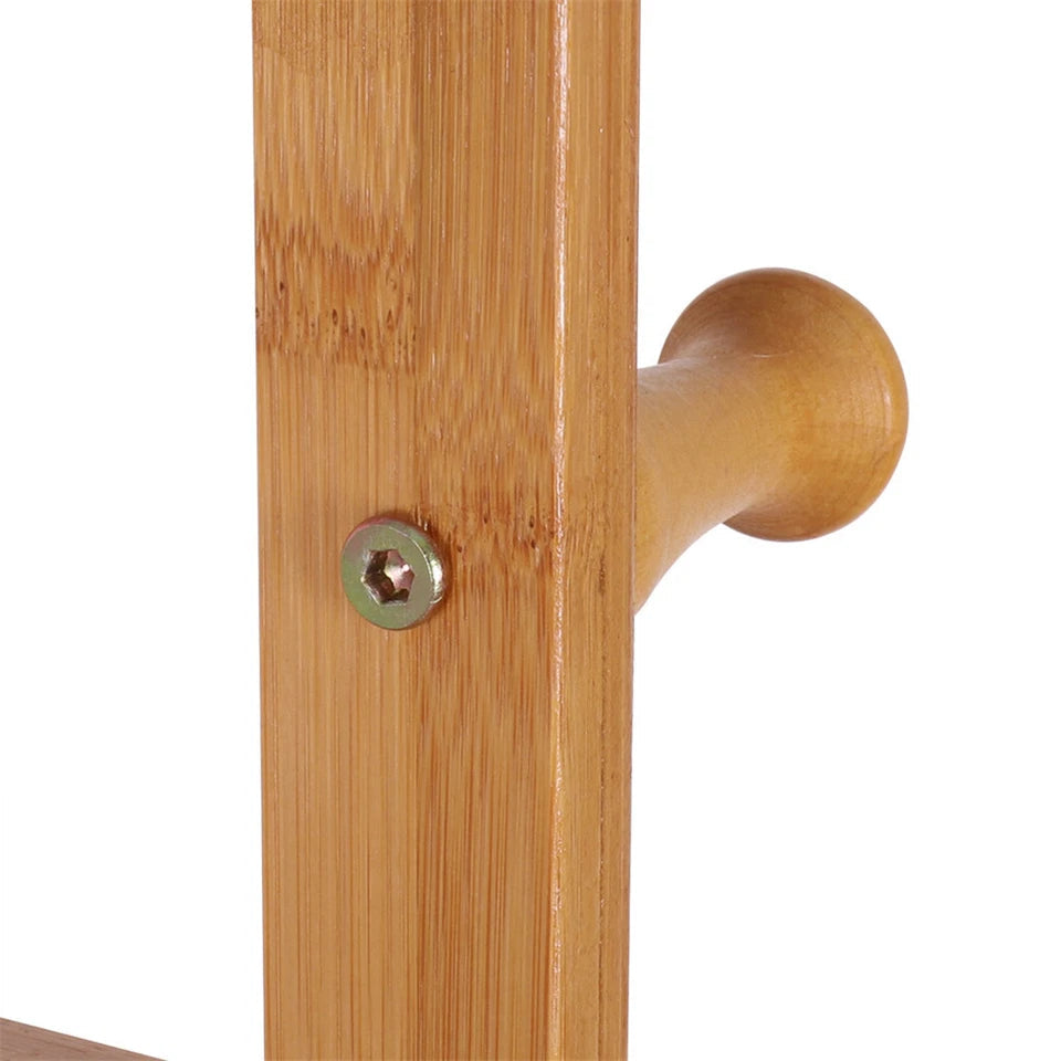 XXL Wooden Clothes Rail Coat Rack with Wheels – Open Wardrobe Organizer
