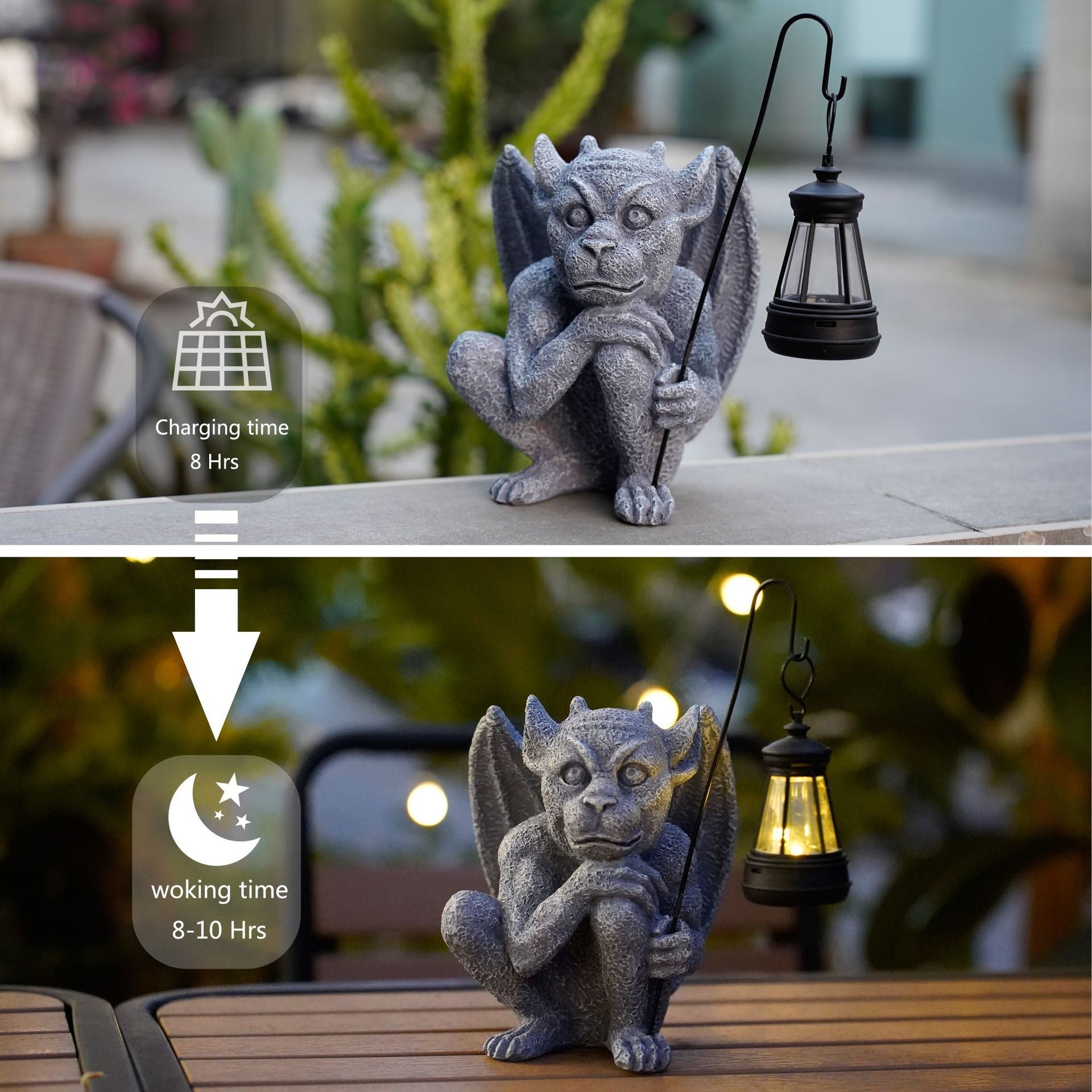 Solar Lantern Gargoyle Garden Light LED Outdoor Waterproof Halloween Decor