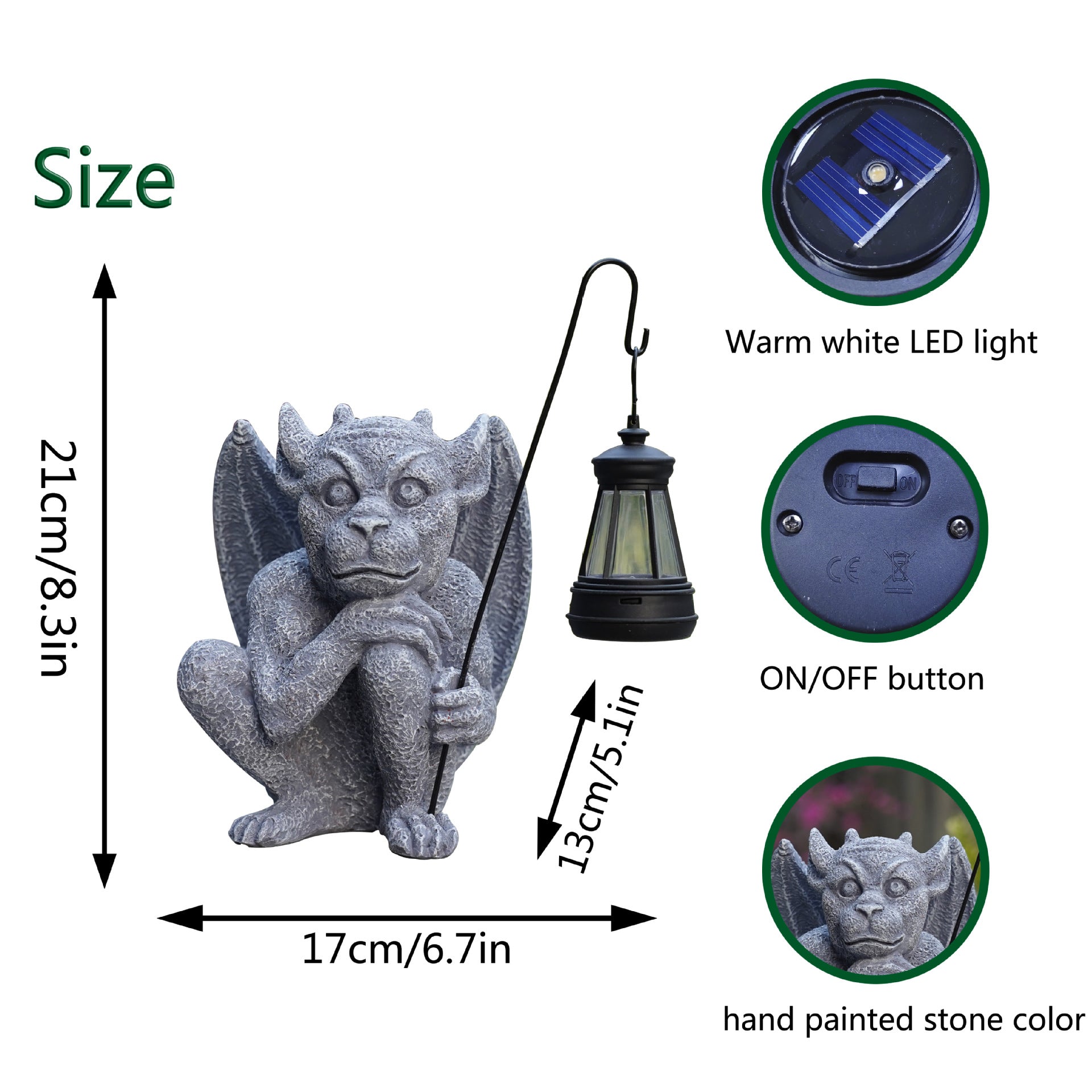 Solar Lantern Gargoyle Garden Light LED Outdoor Waterproof Halloween Decor