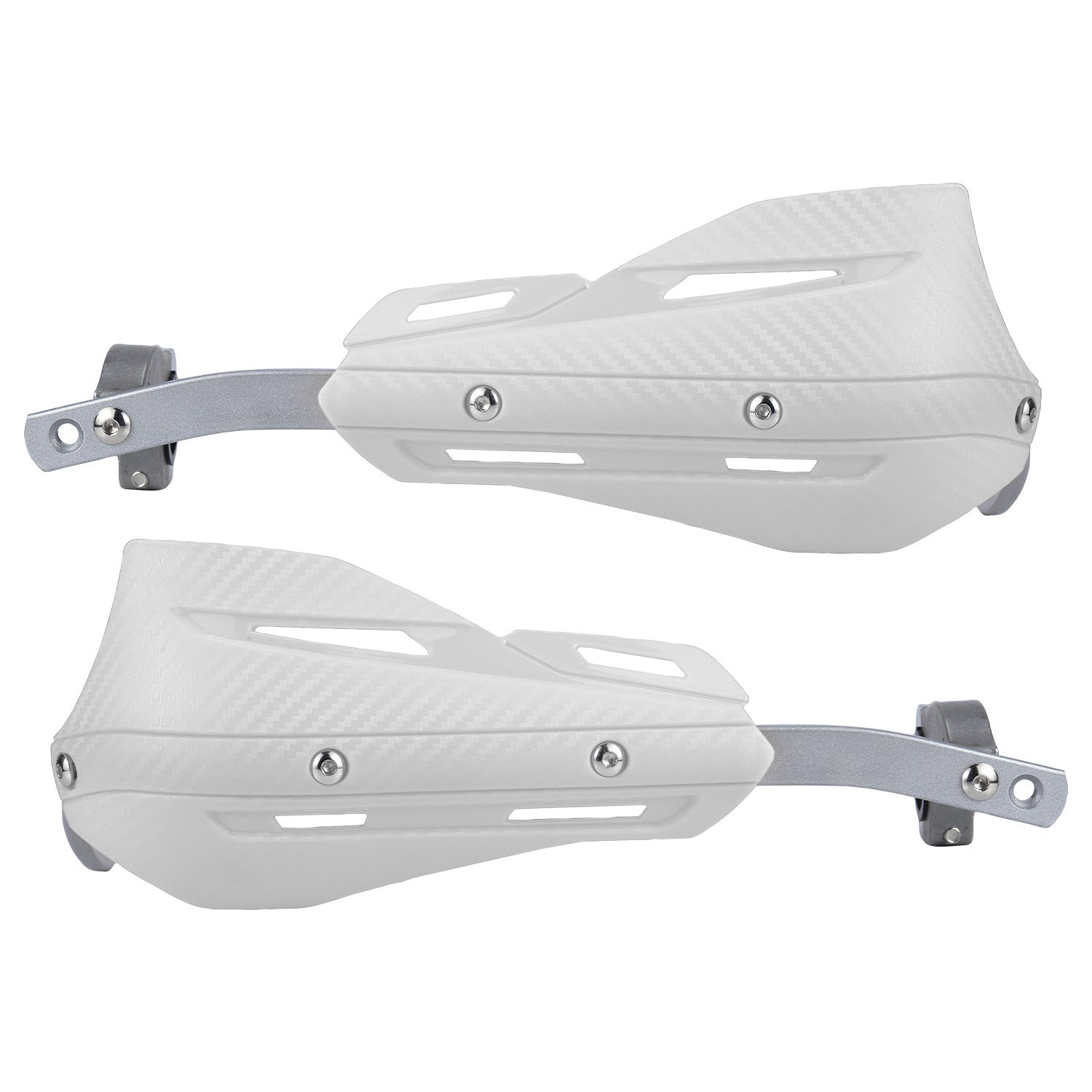 Professional Universal Motorcycle Handguards for Honda CC110 Cross Cub - Heavy Duty Aluminum Alloy Anti-Collision Brush Guards, Carbon Fiber Style Handlebar Protectors for Dirt Bikes and Off-Road Motorcycles - 1 Pair—White