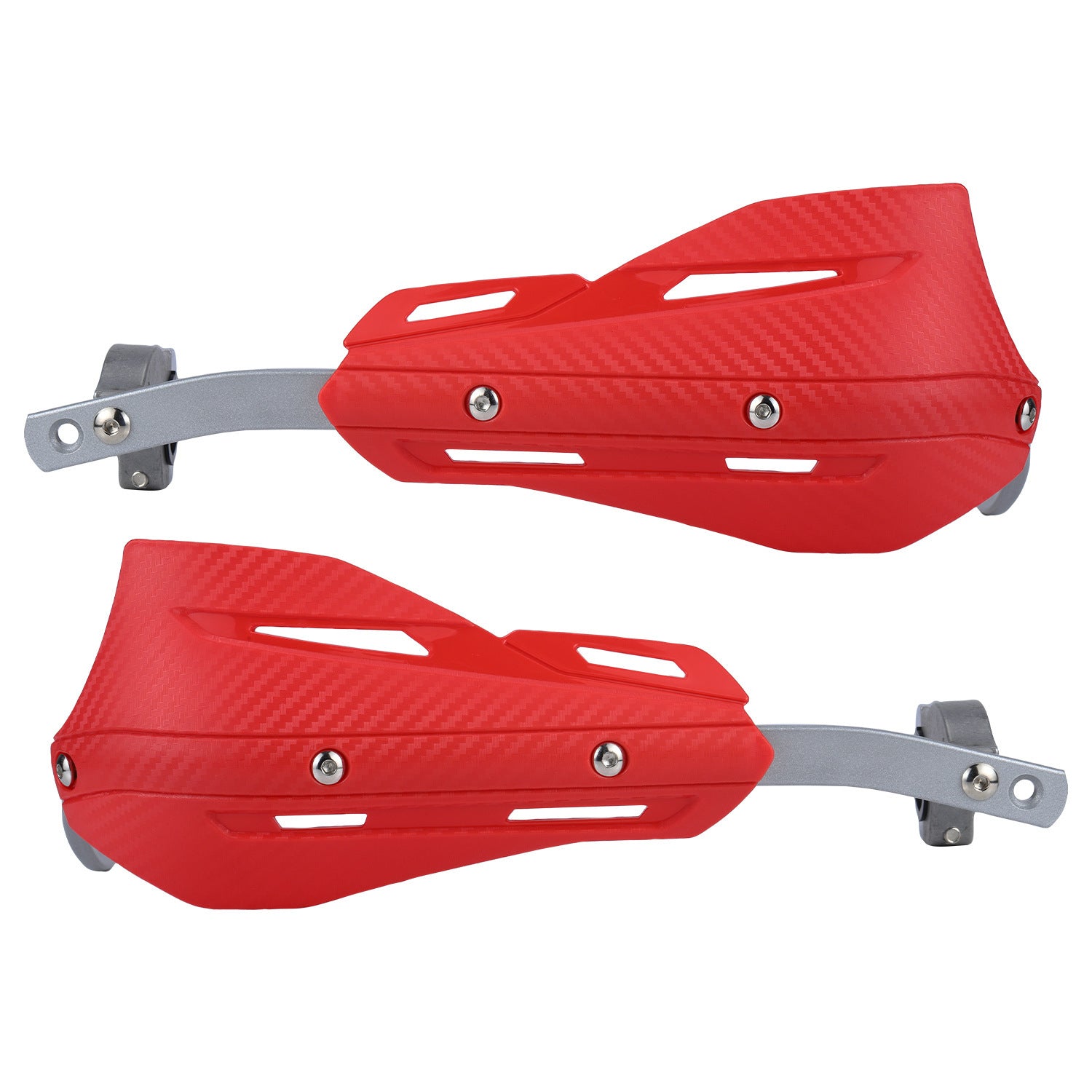 Professional Universal Motorcycle Handguards for Honda CC110 Cross Cub - Heavy Duty Aluminum Alloy Anti-Collision Brush Guards, Carbon Fiber Style Handlebar Protectors for Dirt Bikes and Off-Road Motorcycles - 1 Pair—Red