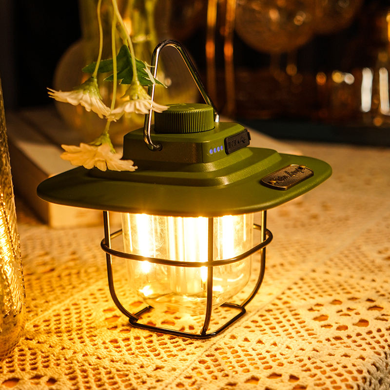 Vintage LED Camping Lantern Rechargeable Portable Outdoor Light USB Lamp