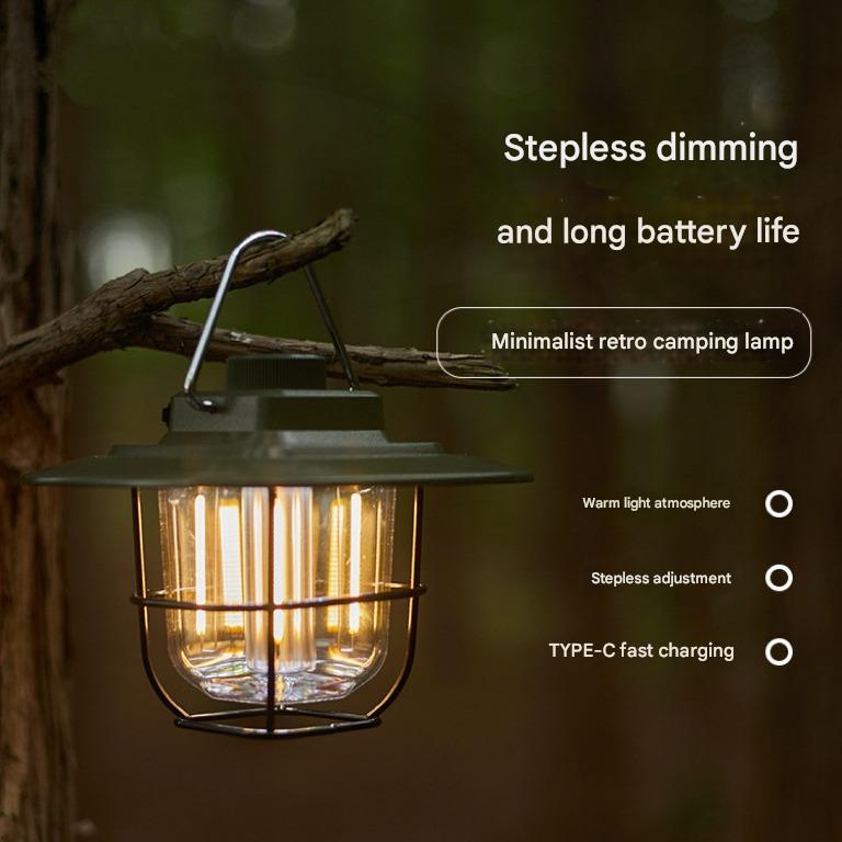Vintage LED Camping Lantern Rechargeable Portable Outdoor Light USB Lamp