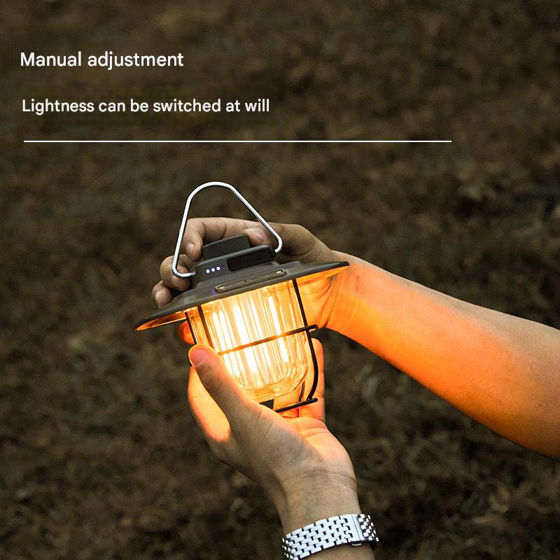 Vintage LED Camping Lantern Rechargeable Portable Outdoor Light USB Lamp