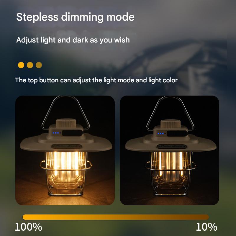 Vintage LED Camping Lantern Rechargeable Portable Outdoor Light