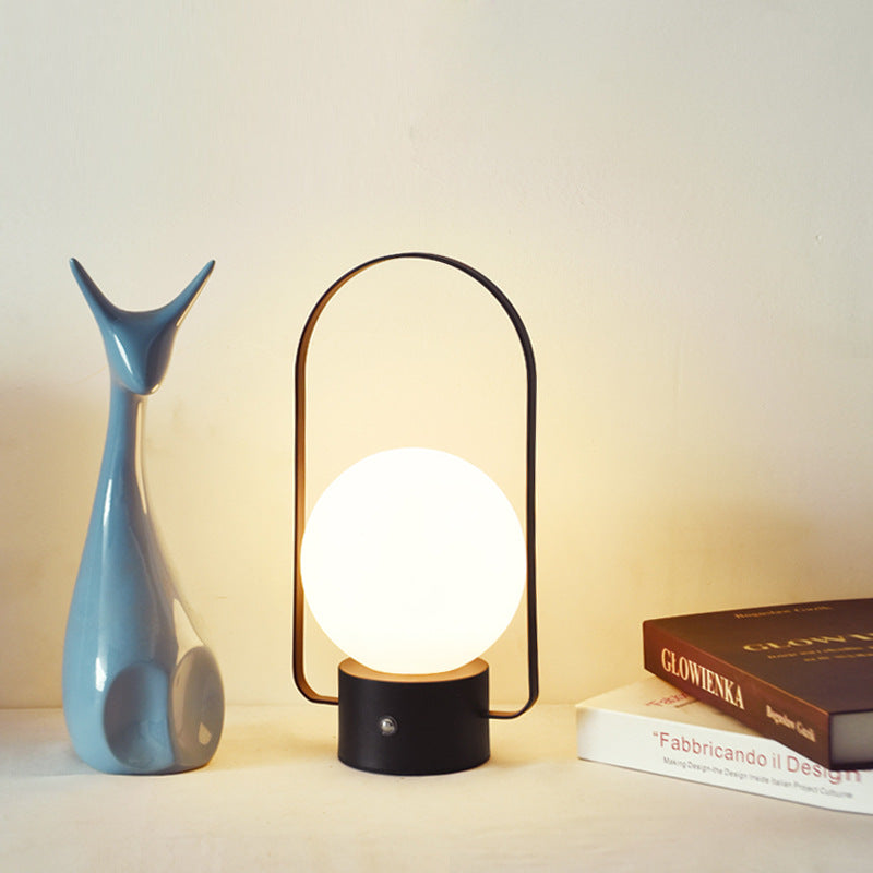 Black LED Lantern Rechargeable Touch Dimmable Table Lamp Portable Light