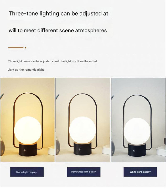 Gold LED Lantern Rechargeable Touch Dimmable 3 Color Table Lamp Decor