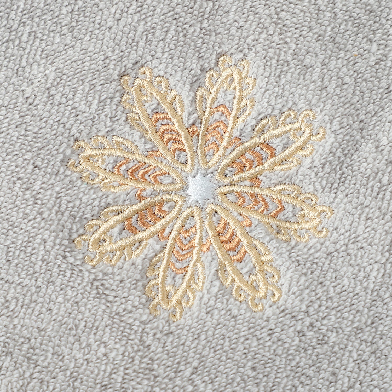 Grey 4-Pack Elegant Glod Floral Embroidered Cotton Hand Towels - Ultra Soft & Absorbent
