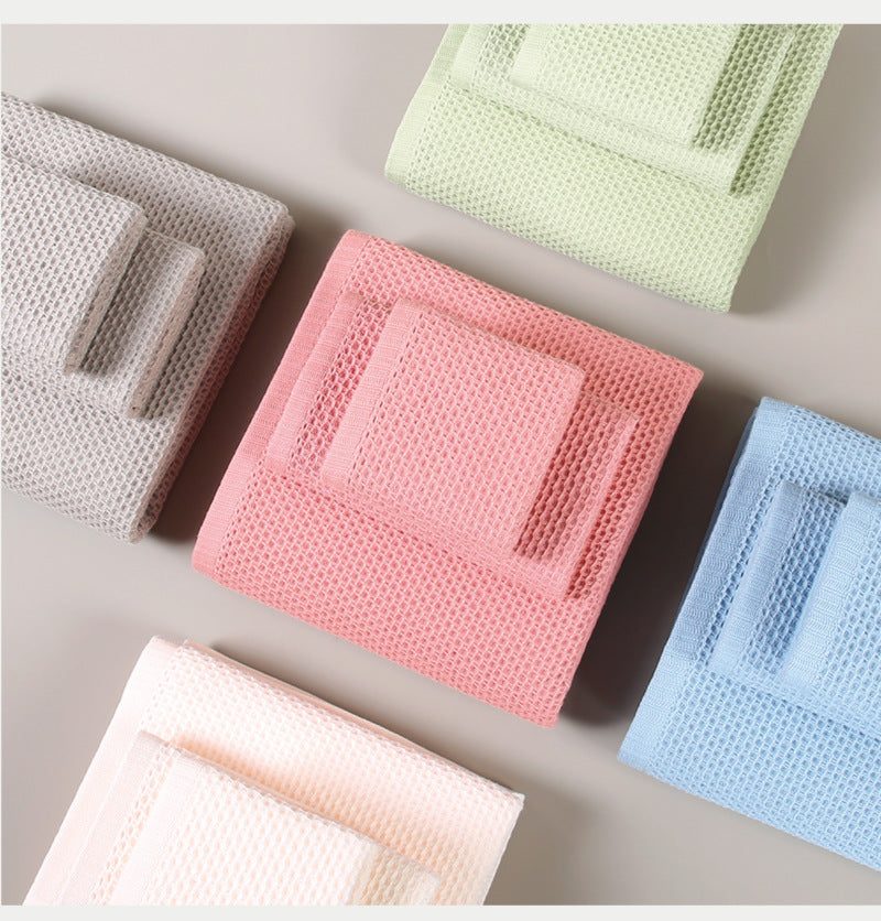 Premium 3-Piece Waffle Weave Cotton Towel Set - Lightweight, Quick-Dry & Absorbent - Bath, Hand, Face Cloth