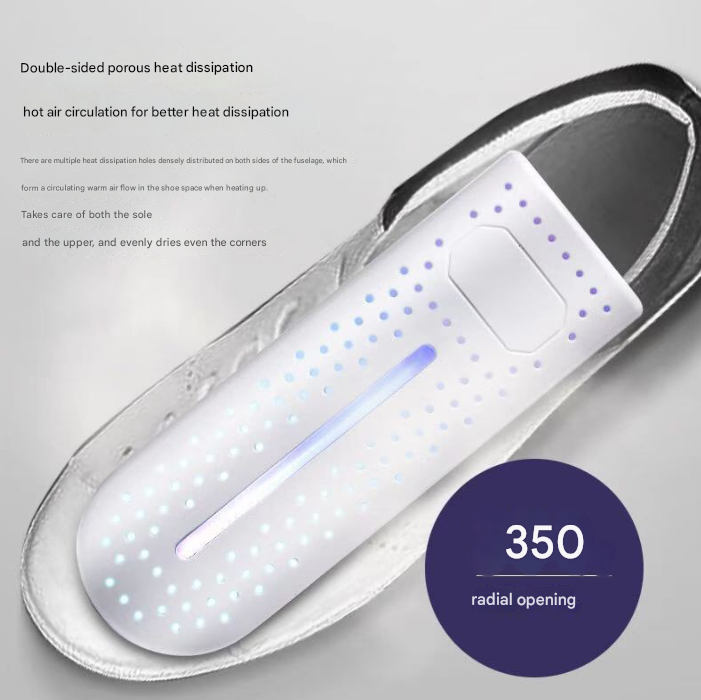 White Portable USB Shoe Dryer & Deodorizer - Constant Temperature Electric Boot Warmer with UV Sanitizer