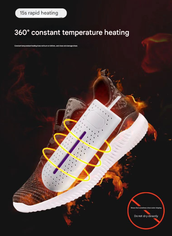 Blue Portable USB Shoe Dryer & Deodorizer - Constant Temperature Electric Boot Warmer with UV Sanitizer