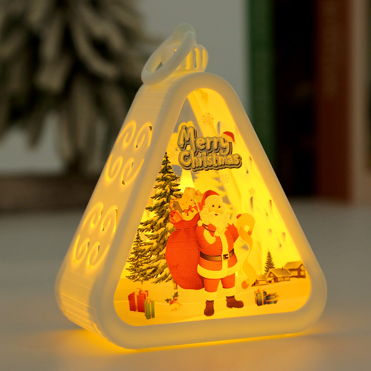 Christmas Mini Lantern Set 3 Pack LED Santa Scene Tabletop Decoration