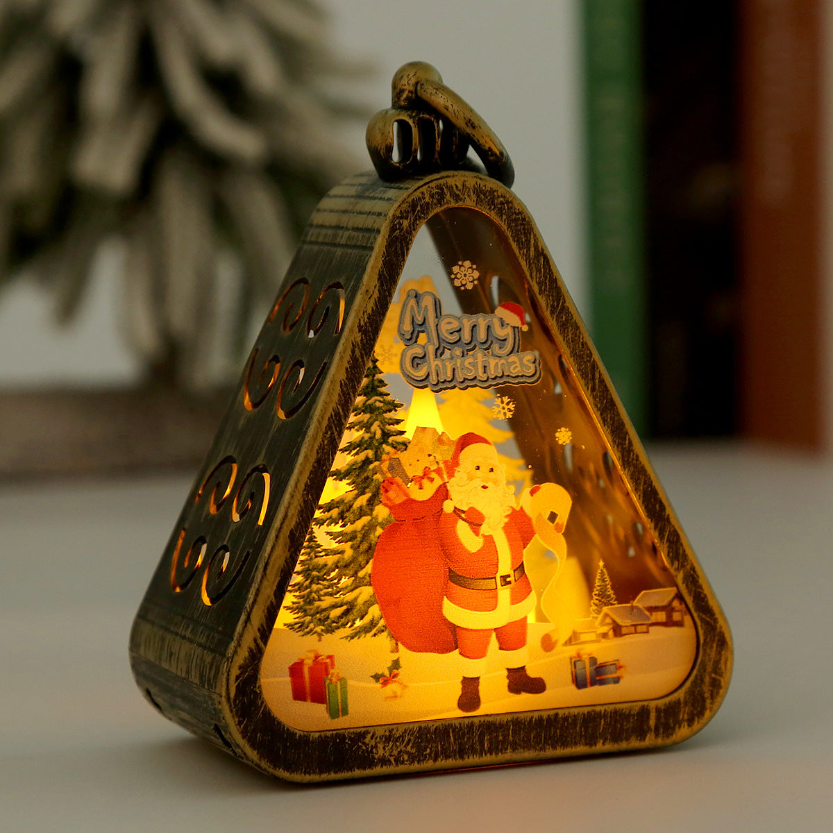 Christmas Mini Lantern Set Santa Scene LED Decorative Tabletop Lights