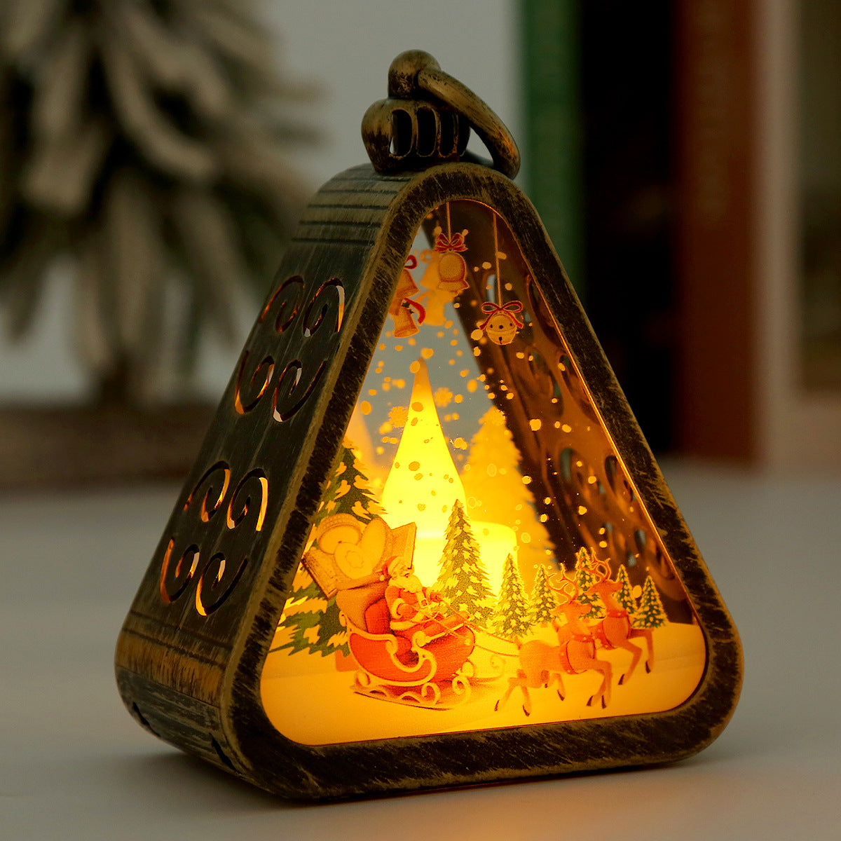 Christmas Mini Lantern Set LED Santa Scene Tabletop Decoration Lights