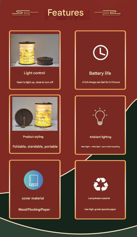 Foldable Camping Lantern LED USB Rechargeable Portable Outdoor Emergency Light