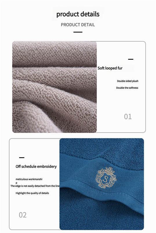 Premium Absorbent Cotton Towel Set - Soft Bath & Hand Towels with Double-Sided Plush