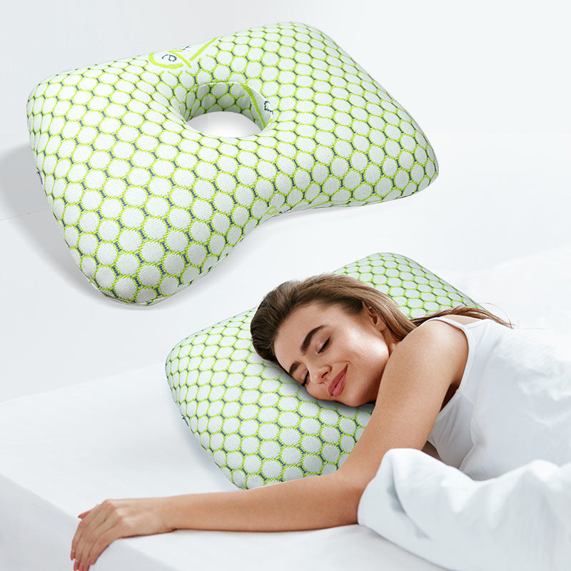 Ergonomic Ear Pillow with Hole for Side Sleepers - Pressure Relief Cushion for Ear Pain, Piercings & CNH - Washable Cover
