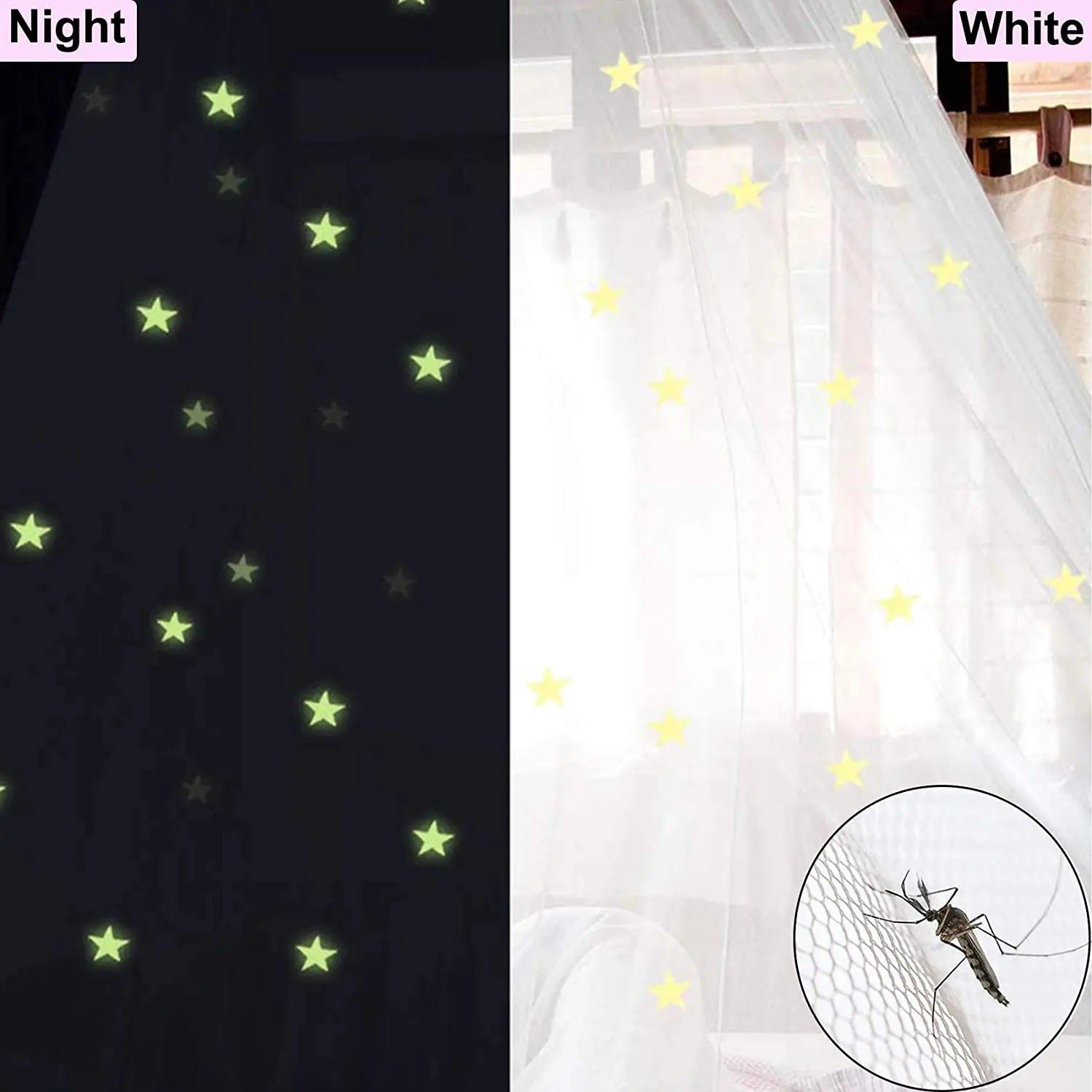 Colorful Glow-in-the-Dark Stars Princess Bed Canopy Mosquito Net for King Queen Beds 250cm Height Extra Large 12m Circumference Australian Decor