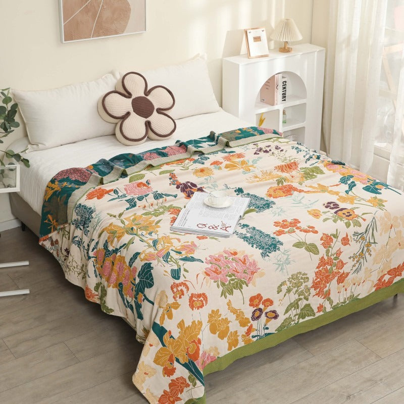 Pure Cotton Multi-Layer Gauze Blanket(Classic B, 240 cm x 240 cm) - Lightweight, Ultra-Breathable, and Moisture-Wicking Summer Quilt for Hot Sleepers