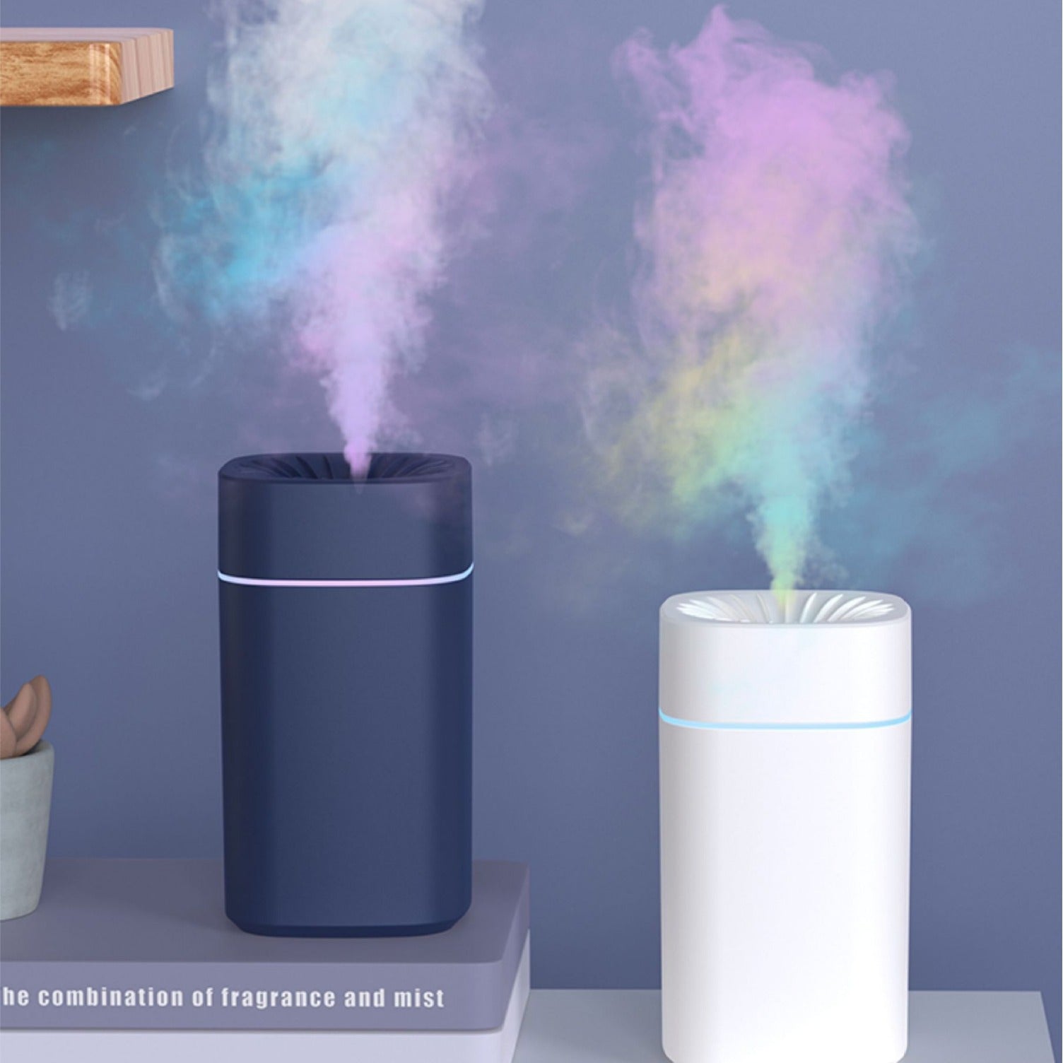 Green 2-in-1 Ultrasonic Air Humidifier with 7-Color LED Night Light - Quiet Desktop Mini Humidifier for Home, Office, Bedroom