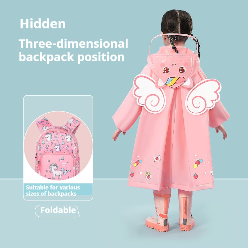Kids Waterproof Raincoat with Expandable Backpack Slot Hooded Rain Jacket for Boys & Girls School & Outdoor(size:L)