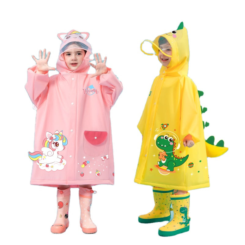 Blue astronaut  Kids Waterproof Raincoat with Expandable Backpack Slot Hooded Rain Jacket for Boys & Girls School & Outdoor(size:L)