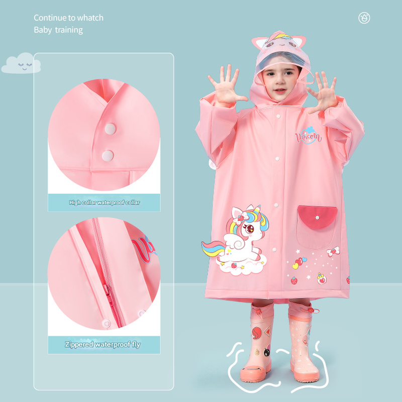 Yellow dinosaur  Kids Waterproof Raincoat with Expandable Backpack Slot Hooded Rain Jacket for Boys & Girls School & Outdoor(size:M)