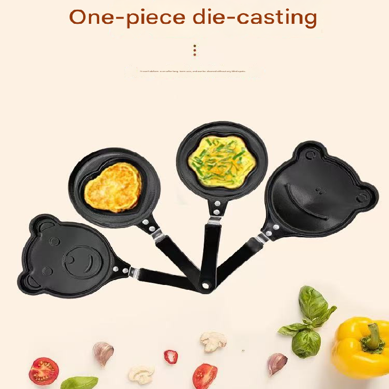 2-PCS Mini Non-Stick Egg Frying Pan Cartoon Shaped Omelette Cooker Mould for Breakfast Pancakes and Creative Cooking(pig)