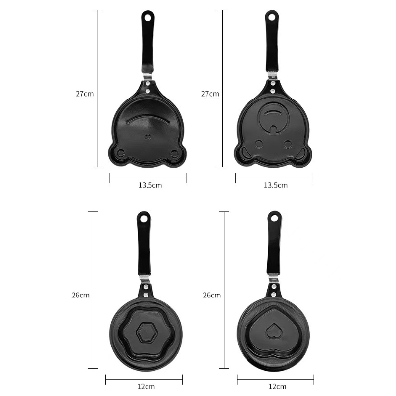 2-PCS Mini Non-Stick Egg Frying Pan Cartoon Shaped Omelette Cooker Mould for Breakfast Pancakes and Creative Cooking(pig)