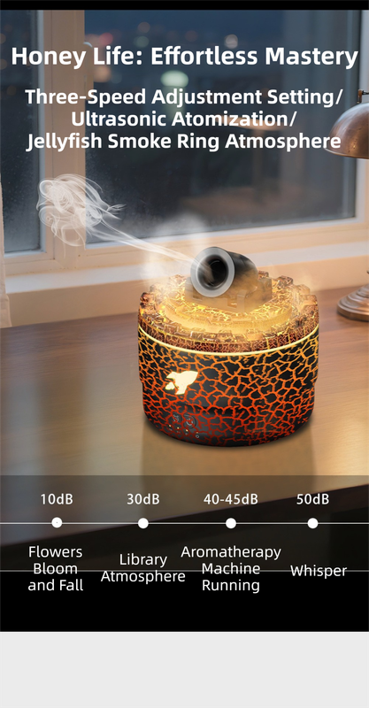 176 White Simulation Turret Diffuser & Humidifier - Smart Timer Ultrasonic Mister with Volcano Lava Crack Shell and Colorful Light