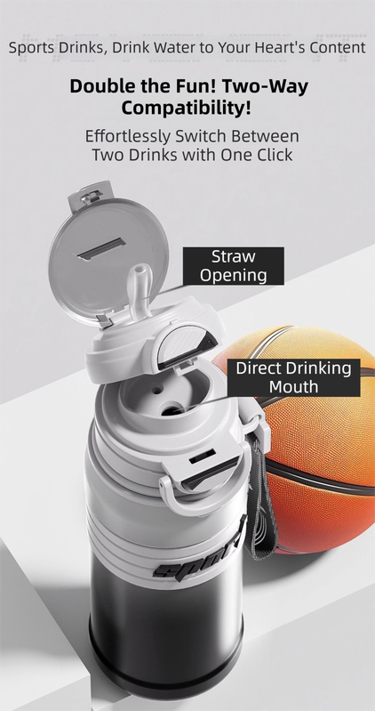 White 680ml Large Capacity Sports Insulated Tumbler - 316 Stainless Steel Straw Water Bottle, Dual-Use Lid for Travel & Outdoors
