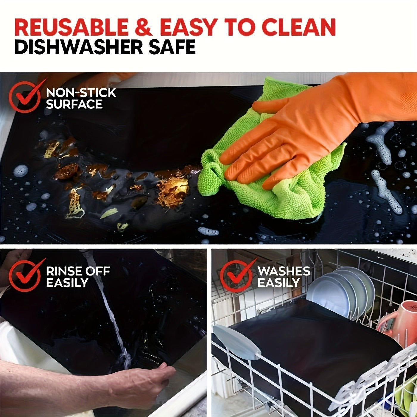 2-Pack 33x40cm Reusable Drip Guard for Ovens, Grills & Microwaves - High-Temperature Resistant Fiberglass Baking Sheet, Heavy Duty & Easy Clean