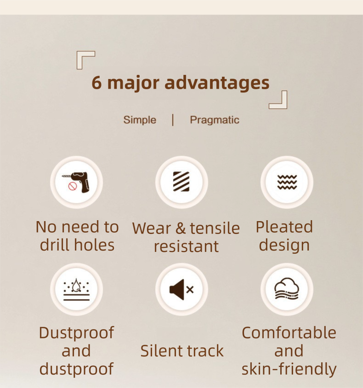 100 X 180 CM Gray Blue Linen-Look Dust Drill-Free Pull-Curtain - Folding Doorless Closet Divider with Magnetic Closure & Hanging Rings