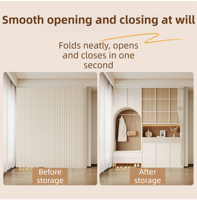 150 X 180 CM Pink Linen-Look Dust Drill-Free Pull-Curtain - Folding Doorless Closet Divider with Magnetic Closure & Hanging Rings