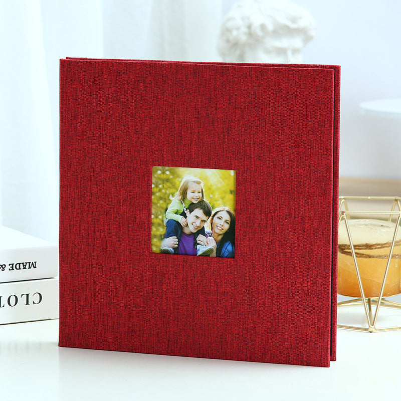 Linen Self-Adhesive Photo Album DIY Scrapbook with Cover Window 11x10.6 Inch for Family Wedding Travel Memories Preservation Australian Home