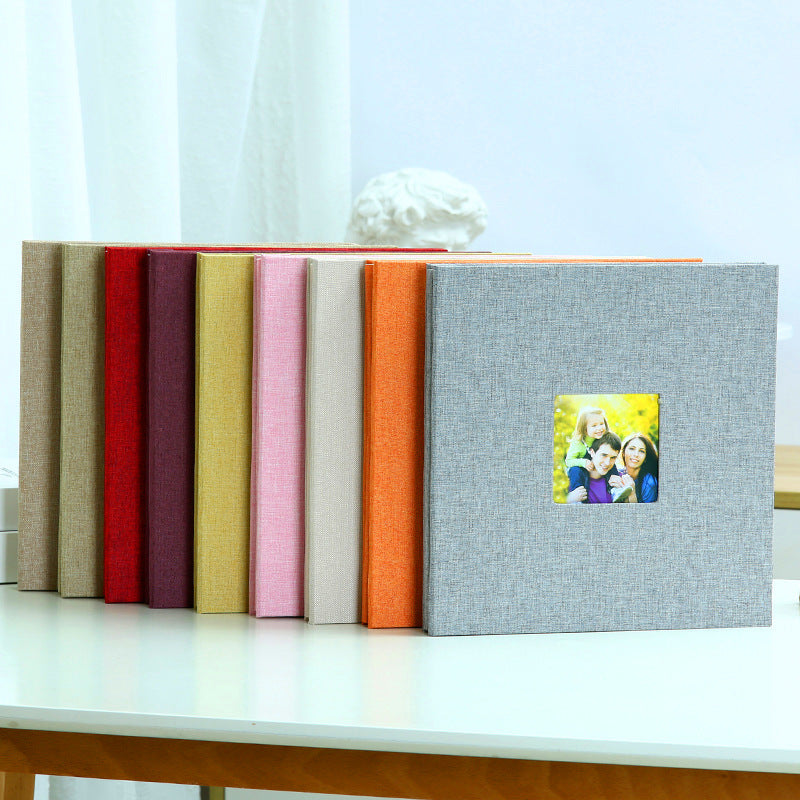 Linen Self-Adhesive Photo Album DIY Scrapbook with Cover Window 11x10.6 Inch for Family Wedding Travel Memories Preservation Australian Home