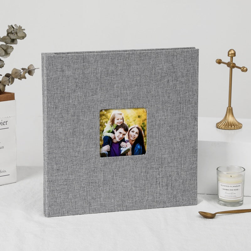 Linen Self-Adhesive Photo Album DIY Scrapbook with Cover Window 11x10.6 Inch for Family Wedding Travel Memories Preservation Australian Home