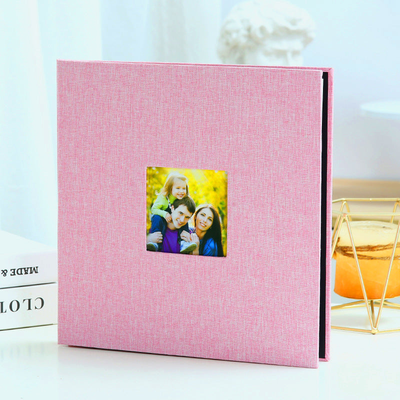 Linen Self-Adhesive Photo Album DIY Scrapbook with Cover Window 11x10.6 Inch for Family Wedding Travel Memories Preservation Australian Home