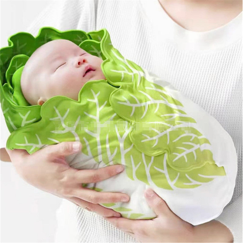 Cute Cabbage-Shaped Fleece Blanket – Fun and Cozy Throw for Naps, Office Use, Air Conditioning, or Baby Swaddling (Green & White)(180cm*180cm)
